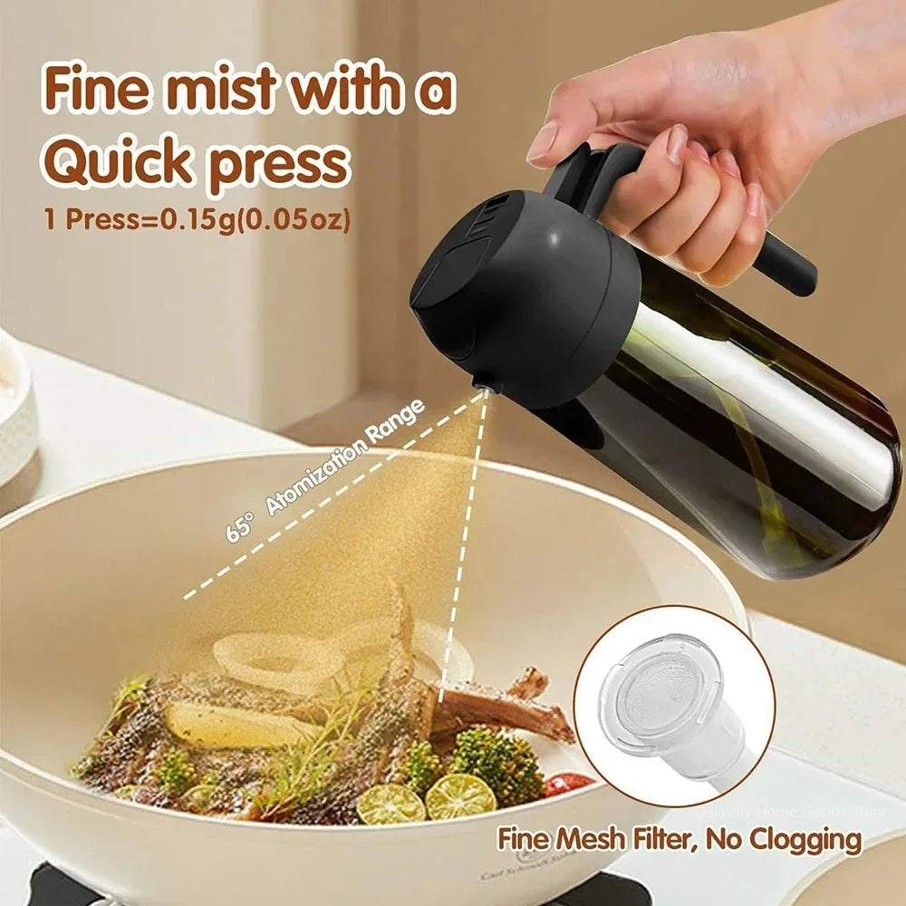 16oz/470ML Light-Blocking Dark Oil Sprayer for Cooking 2 in 1 Olive Oil Dispenser Bottle for Kitchen Dark Green Glass Oil Bottle