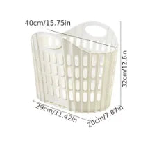 Foldable Plastic Laundry Hamper, Ventilated Space Saving Dirty Clothes Storage Basket with Built-in Handle, Large Capacity Collapsible Laundry Basket for Bathroom, Bedroom, Toys & Household Organizer
