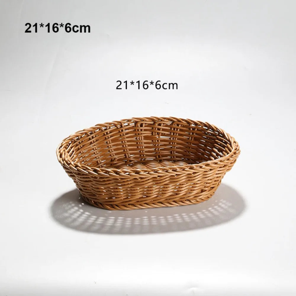 New Hardness Rattan Wicker Woven Serving Baskets Household 10 Styles Handwoven Bread Fruit Vegetables Basket Rattan Basket
