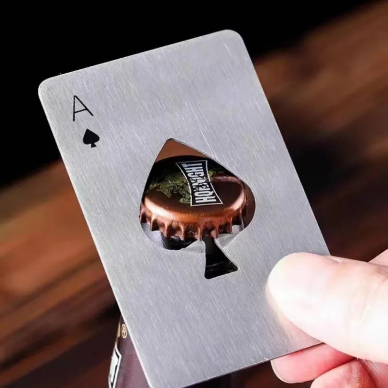 Creative Poker Beer Bottle Opener Spades A Bottle Opener Stainless Steel Beer Opener Personality Wine Opener Outdoor Camping Por