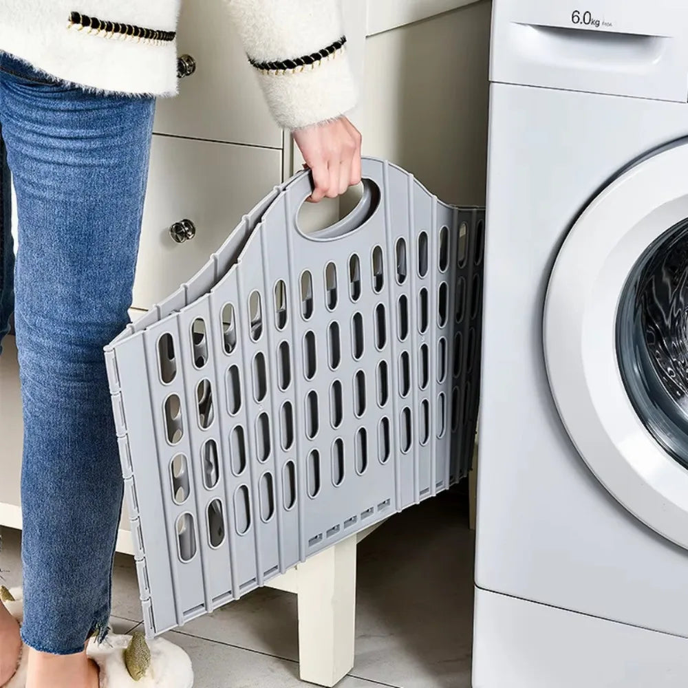 Foldable Plastic Laundry Hamper, Ventilated Space Saving Dirty Clothes Storage Basket with Built-in Handle, Large Capacity Collapsible Laundry Basket for Bathroom, Bedroom, Toys & Household Organizer