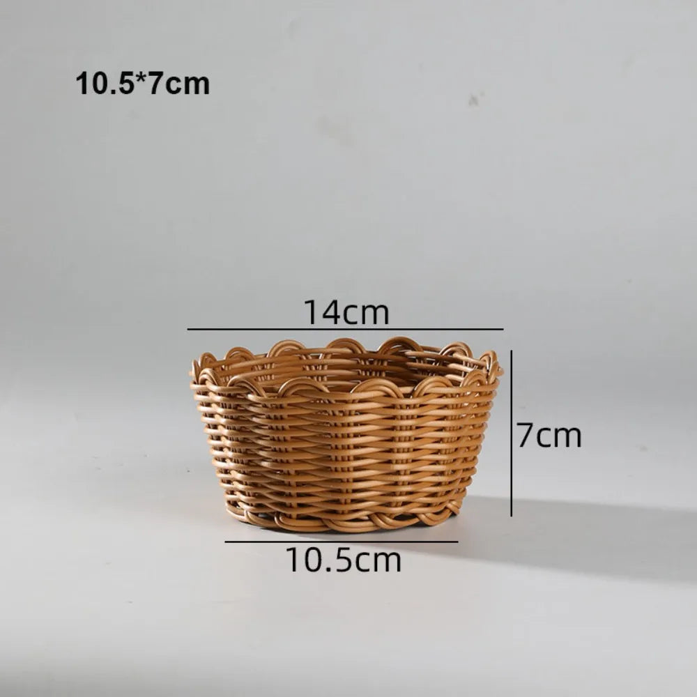 New Hardness Rattan Wicker Woven Serving Baskets Household 10 Styles Handwoven Bread Fruit Vegetables Basket Rattan Basket