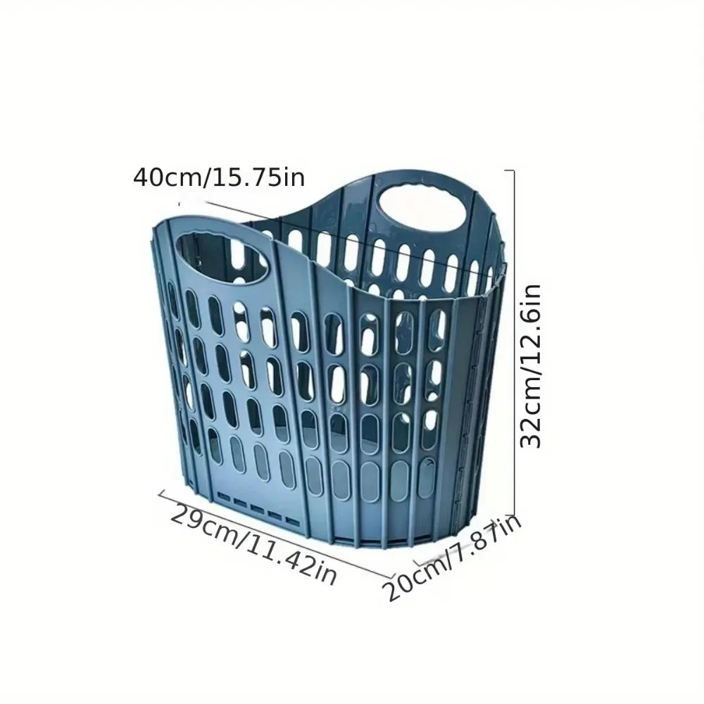 Foldable Plastic Laundry Hamper, Ventilated Space Saving Dirty Clothes Storage Basket with Built-in Handle, Large Capacity Collapsible Laundry Basket for Bathroom, Bedroom, Toys & Household Organizer