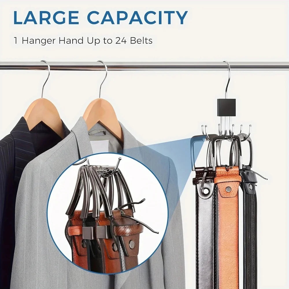 360°Rotating Belt Hanger Hook Durable Belts Rack Organizer for Belts Scarves Bras Ties Home Dorm Storage Hanger Closet Organizer