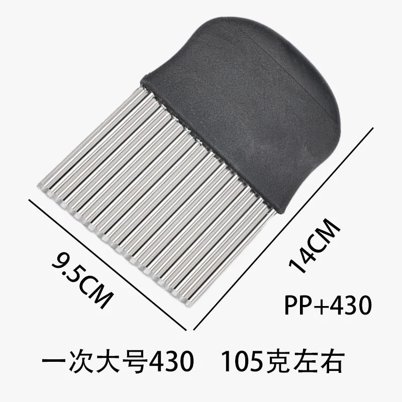 Crinkle Cutter,Upgraded Stainless Steel Crinkle Knife, Safety Kitchen French Fry Chip Cutter