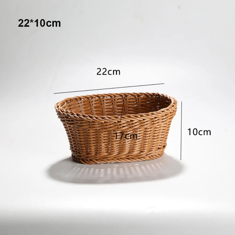 New Hardness Rattan Wicker Woven Serving Baskets Household 10 Styles Handwoven Bread Fruit Vegetables Basket Rattan Basket