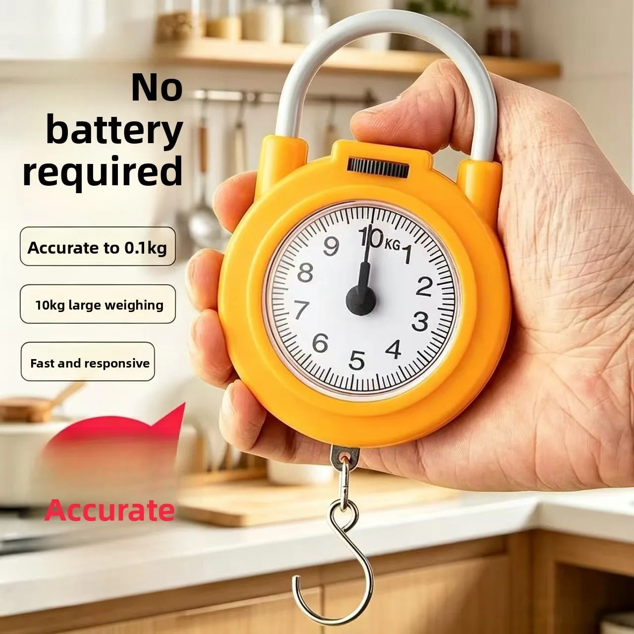 10kg Portable Hanging Mechanical Scale Fish Luggages Kitchen Scale Hanging High Precision Digital Hand Held Spring Scale
