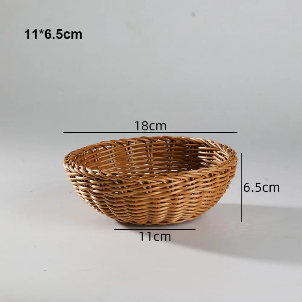 New Hardness Rattan Wicker Woven Serving Baskets Household 10 Styles Handwoven Bread Fruit Vegetables Basket Rattan Basket