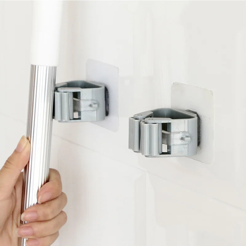 Multi-Purpose Hooks Adhesive Wall Hanging Mop Rack Broom Hanger Hook Kitchen Bathroom Organization Home Organizer Accessories