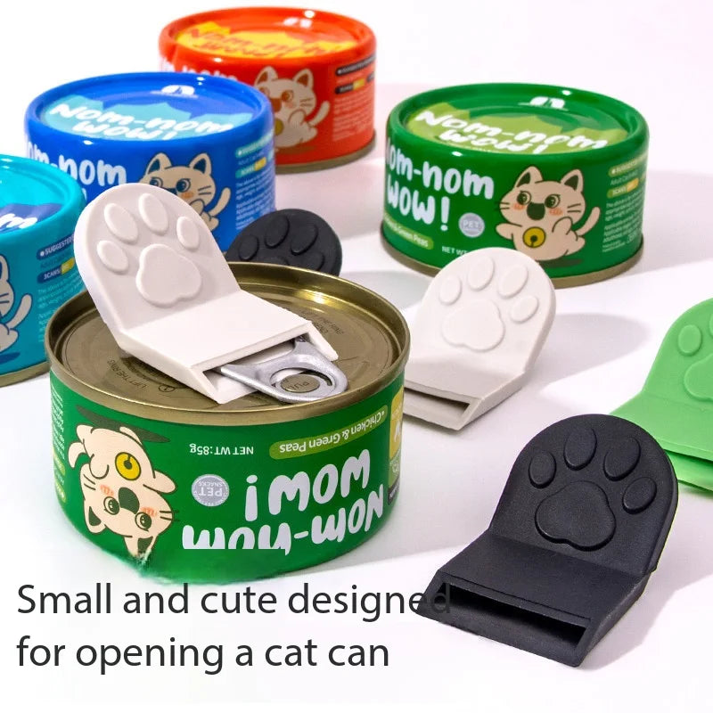 Cute Cat Paw Pet Food Can Opener Easy Ring Pull Opener Tool for Cat Dog Canned Food Protect Nails Ergonomic Kitchen Accessories