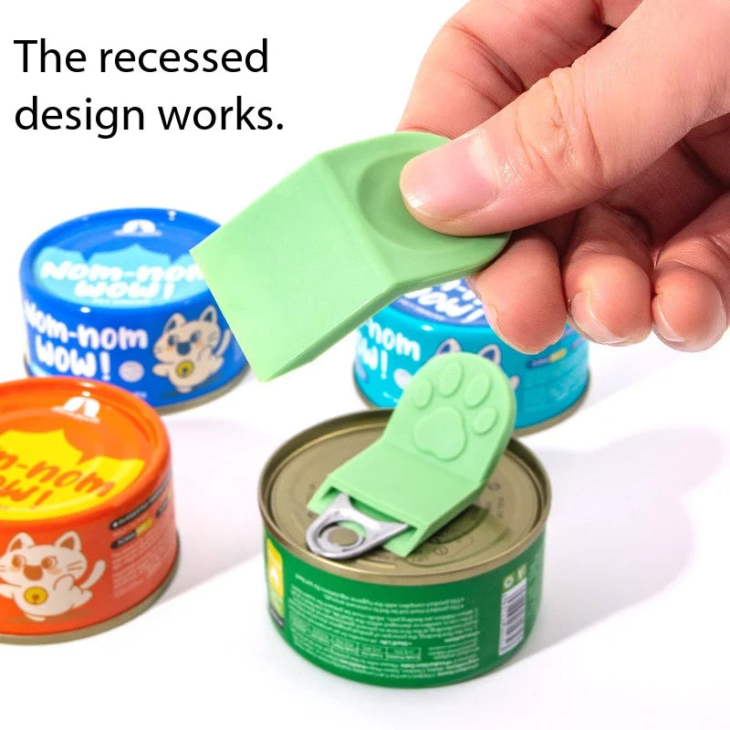 Cute Cat Paw Pet Food Can Opener Easy Ring Pull Opener Tool for Cat Dog Canned Food Protect Nails Ergonomic Kitchen Accessories