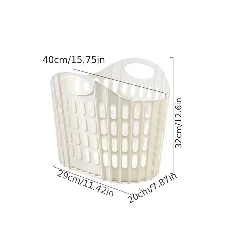 Foldable Plastic Laundry Hamper, Ventilated Space Saving Dirty Clothes Storage Basket with Built-in Handle, Large Capacity Collapsible Laundry Basket for Bathroom, Bedroom, Toys & Household Organizer