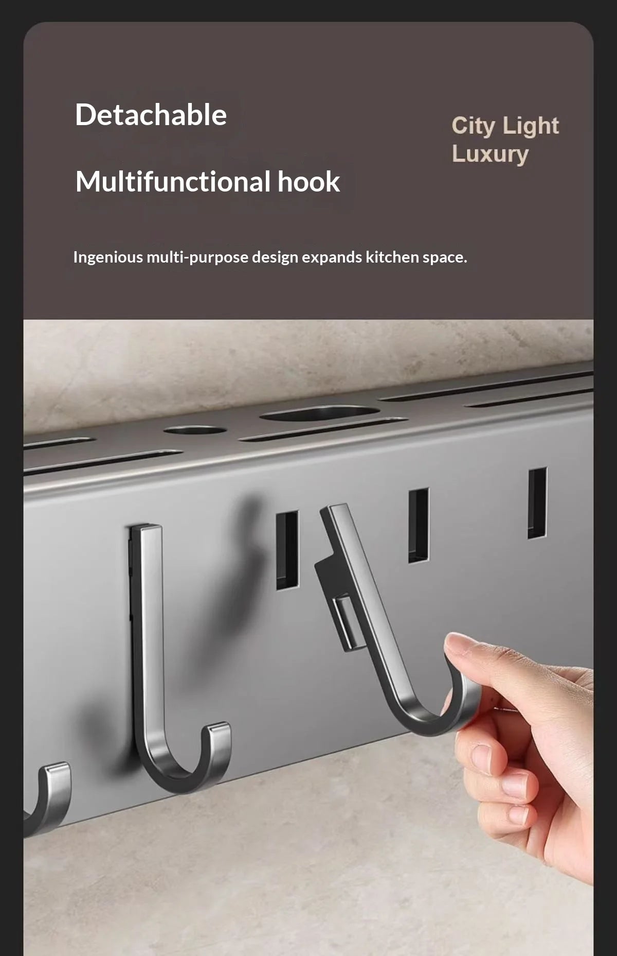 Heavy Duty Carbon Steel Wall Mounted Kitchen Organizer No Drill Knife Rack Kitchen Spoon Chopstick Barrel Multi-function Space S