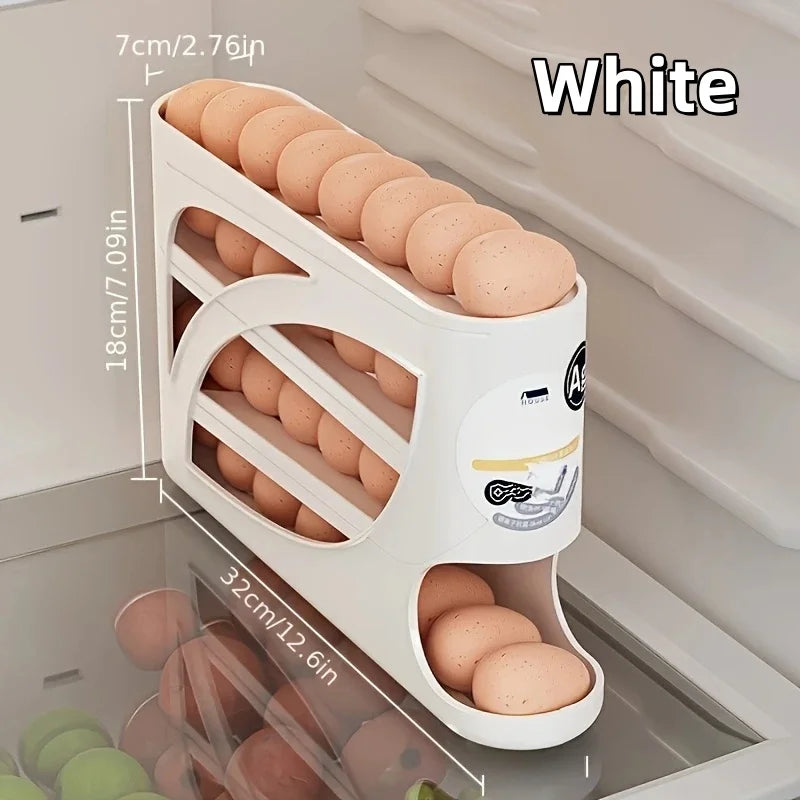 Automatic Scrolling Egg Rack Kitchen Egg Holder Storage Box Egg Basket Container Organizer Rolldown Refrigerator Egg Dispenser