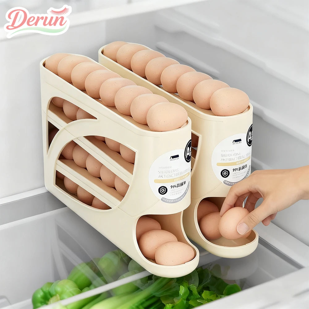 Automatic Scrolling Egg Rack Kitchen Egg Holder Storage Box Egg Basket Container Organizer Rolldown Refrigerator Egg Dispenser