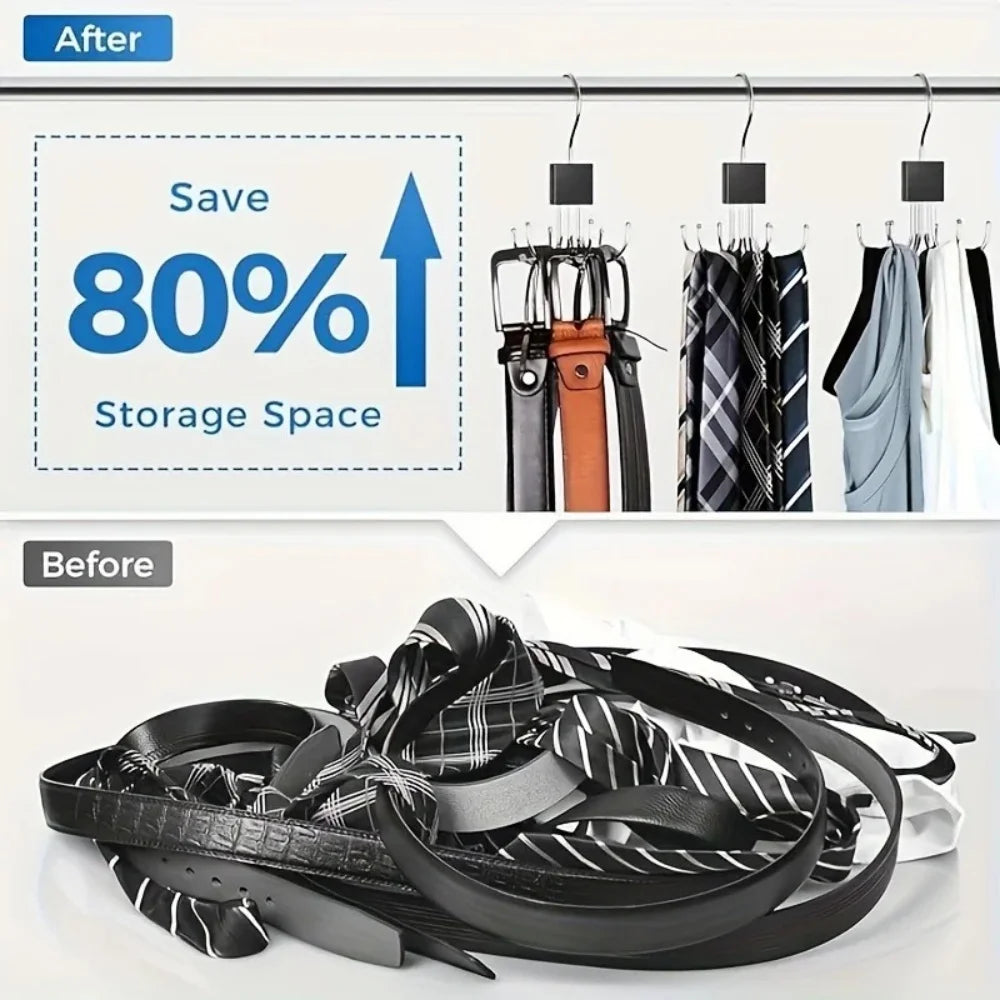 360°Rotating Belt Hanger Hook Durable Belts Rack Organizer for Belts Scarves Bras Ties Home Dorm Storage Hanger Closet Organizer