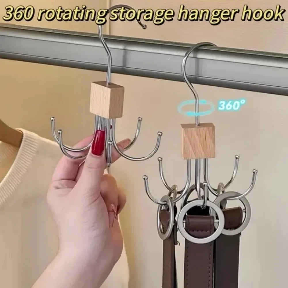 360°Rotating Belt Hanger Hook Durable Belts Rack Organizer for Belts Scarves Bras Ties Home Dorm Storage Hanger Closet Organizer