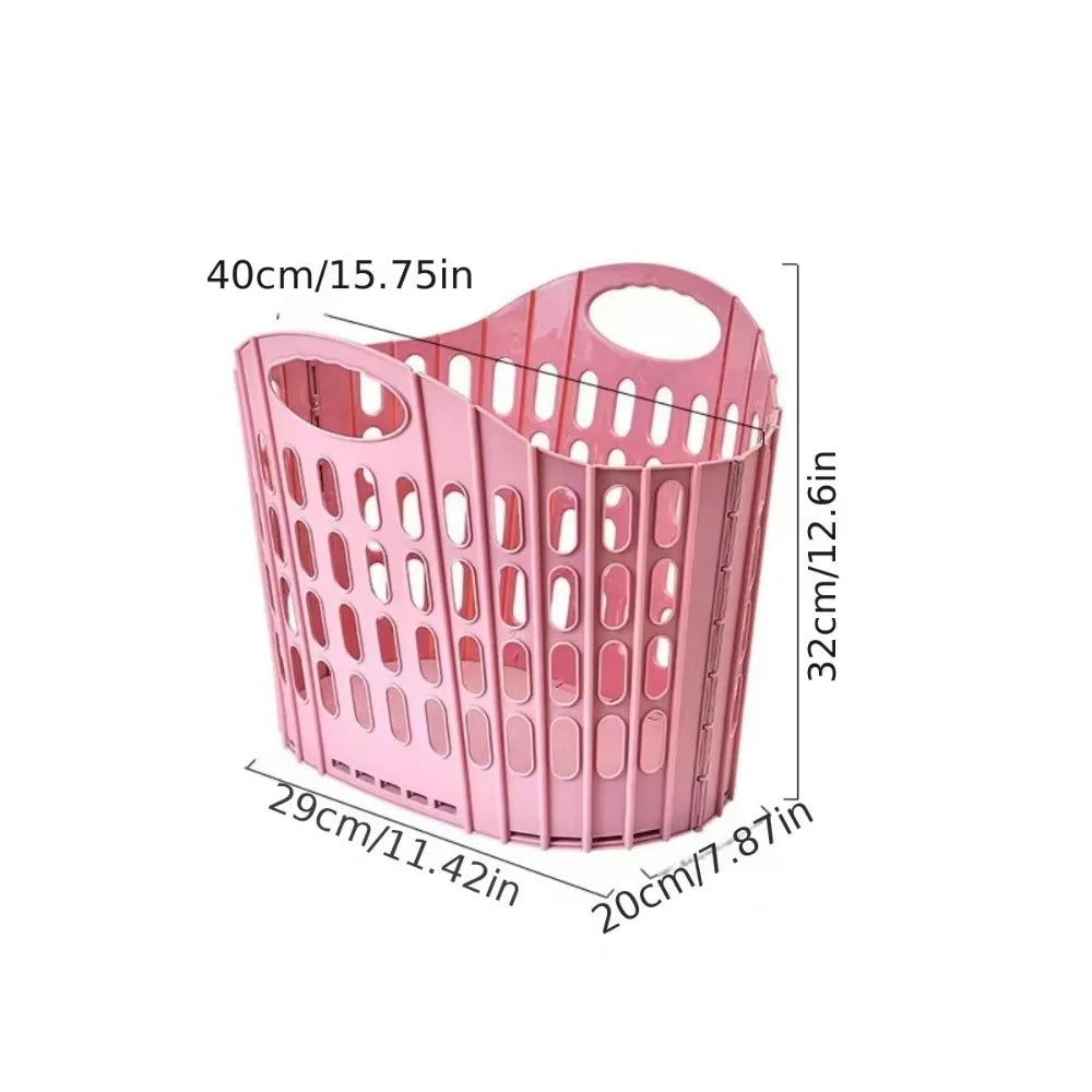 Foldable Plastic Laundry Hamper, Ventilated Space Saving Dirty Clothes Storage Basket with Built-in Handle, Large Capacity Collapsible Laundry Basket for Bathroom, Bedroom, Toys & Household Organizer