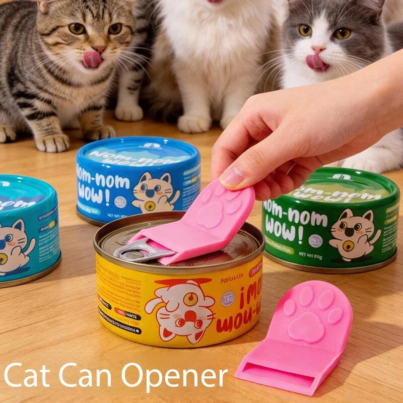 Cute Cat Paw Pet Food Can Opener Easy Ring Pull Opener Tool for Cat Dog Canned Food Protect Nails Ergonomic Kitchen Accessories