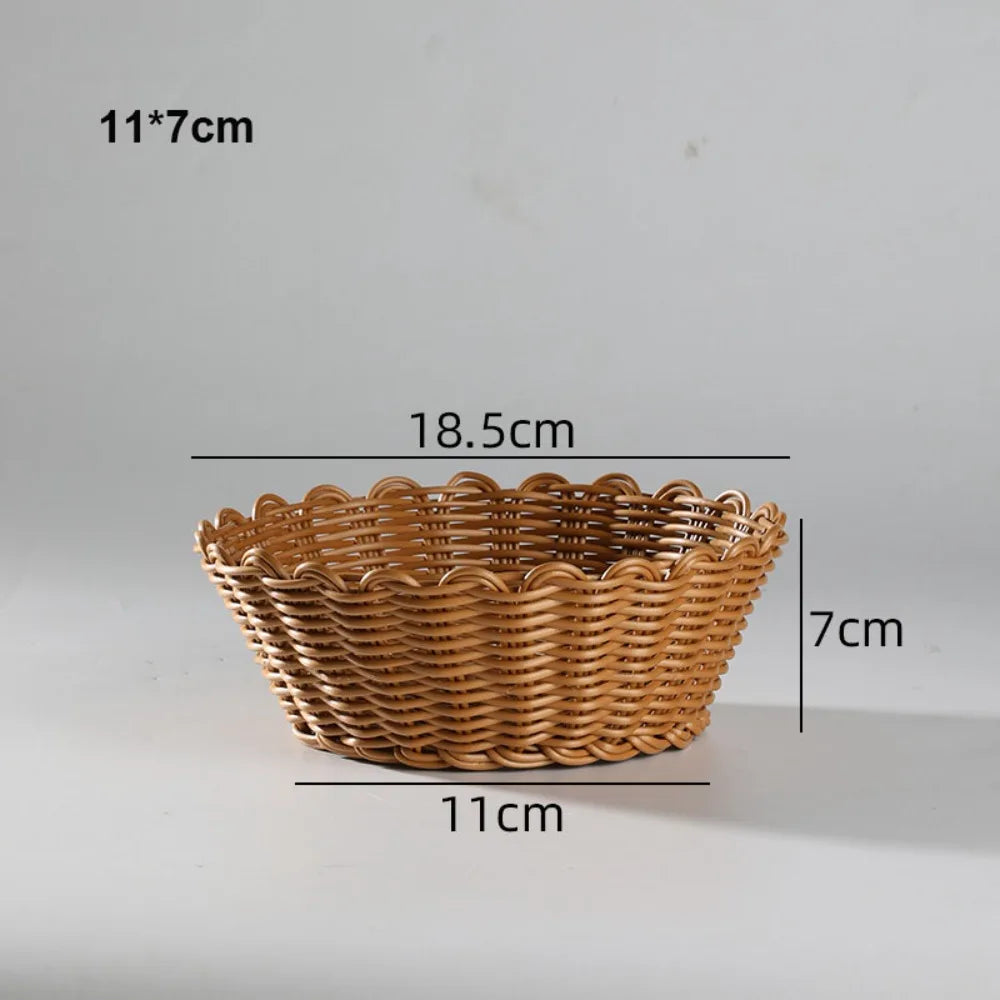 New Hardness Rattan Wicker Woven Serving Baskets Household 10 Styles Handwoven Bread Fruit Vegetables Basket Rattan Basket