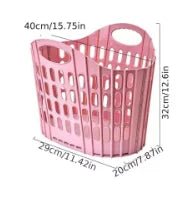 Foldable Plastic Laundry Hamper, Ventilated Space Saving Dirty Clothes Storage Basket with Built-in Handle, Large Capacity Collapsible Laundry Basket for Bathroom, Bedroom, Toys & Household Organizer