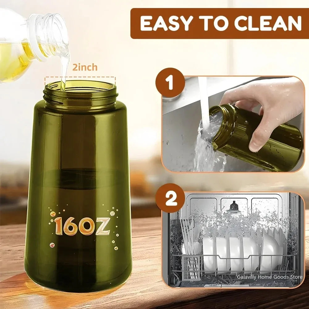 16oz/470ML Light-Blocking Dark Oil Sprayer for Cooking 2 in 1 Olive Oil Dispenser Bottle for Kitchen Dark Green Glass Oil Bottle